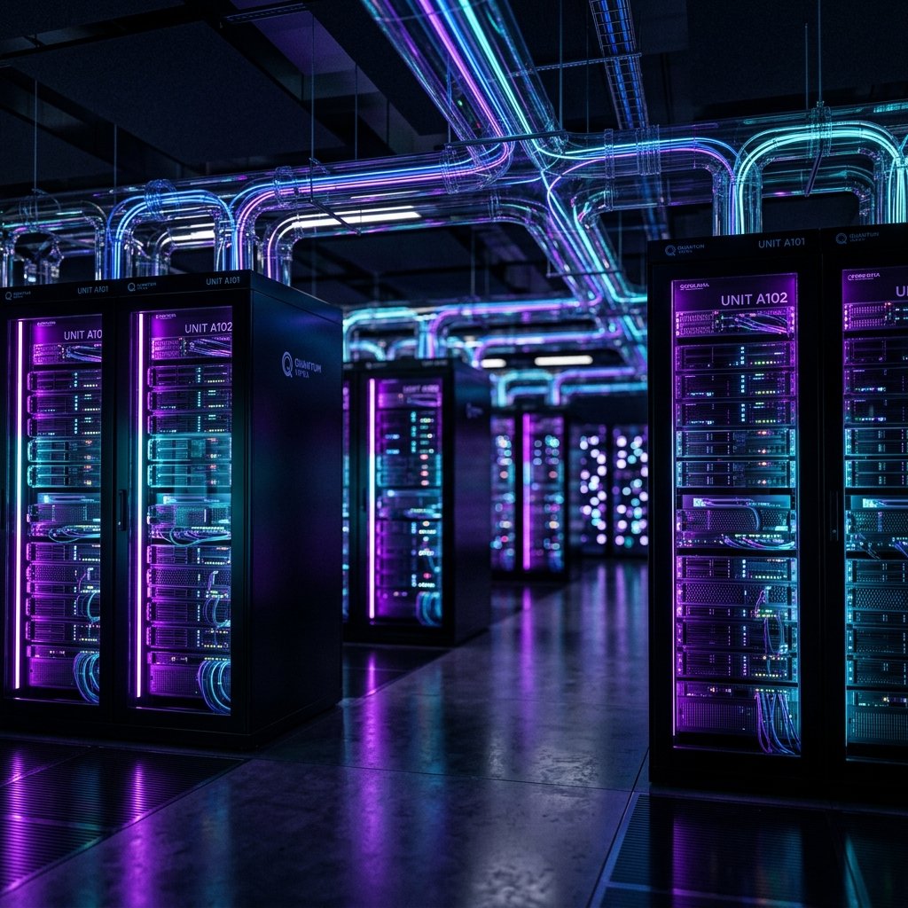 Futuristic Neon Server Room